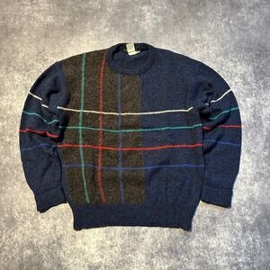Hunter Club Mens Plaid Wool Acrylic Blend Sweater Size S Navy Green Red